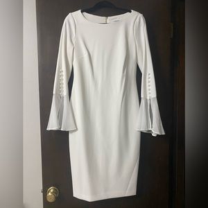 White Calvin Klein Button Sleeve Dress Size 8